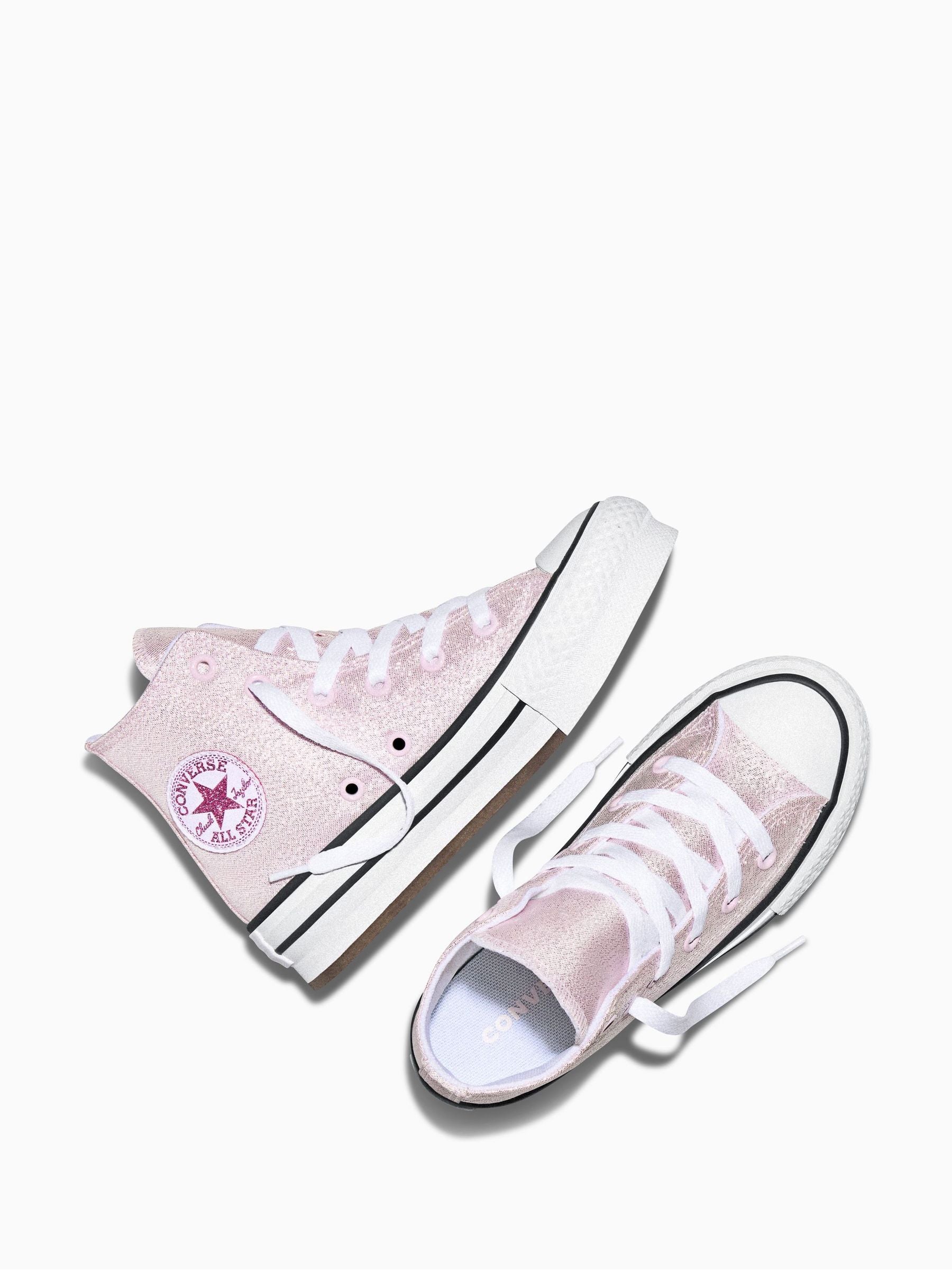 Converse Pink Chuck Taylor Lift Shine Hightop Trainers image 4