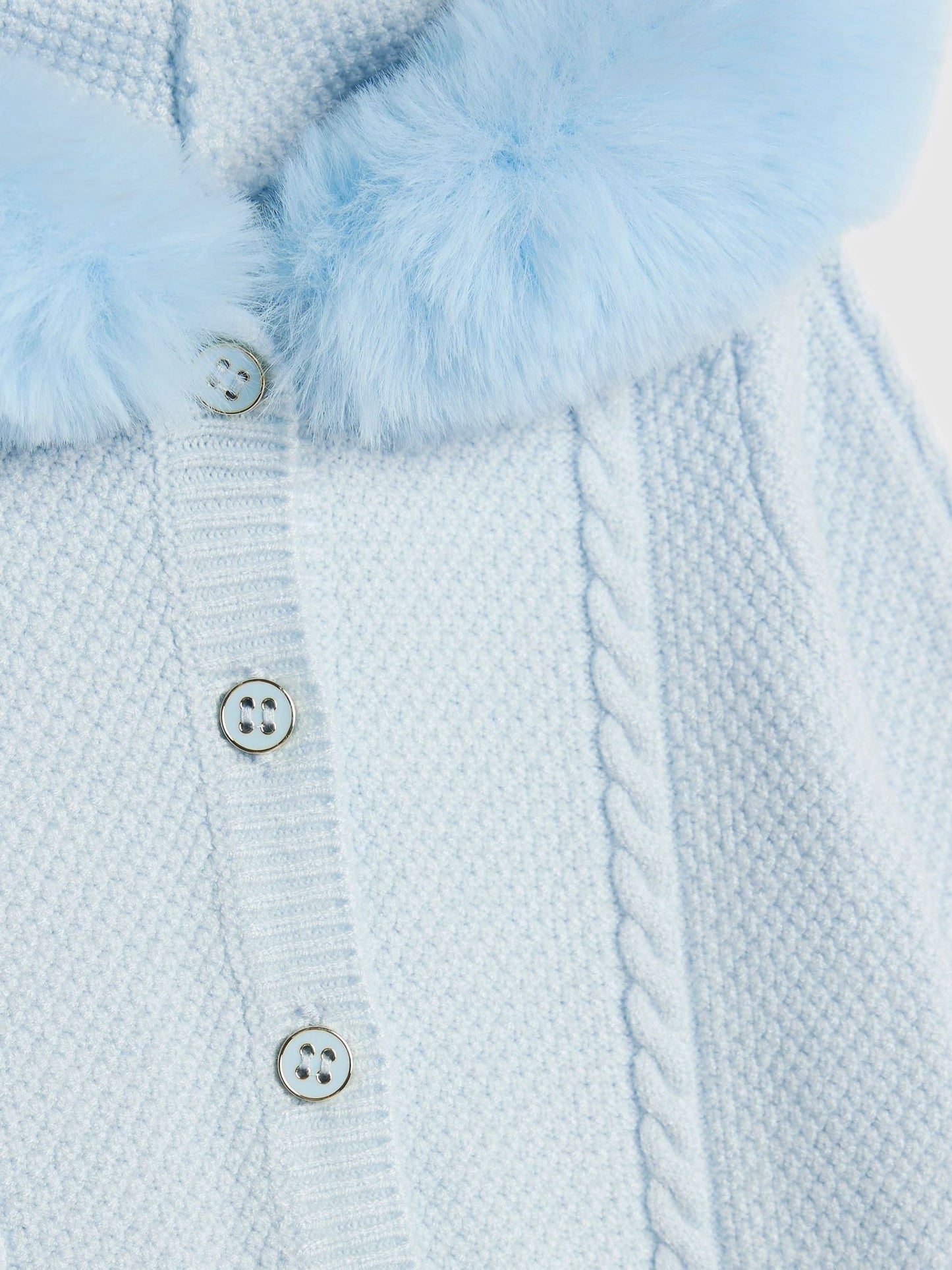 River Island Blue Baby Boys Fur Collar Knitted  All-In-One