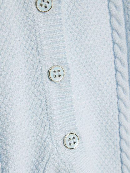 River Island Blue Baby Boys Fur Collar Knitted  All-In-One