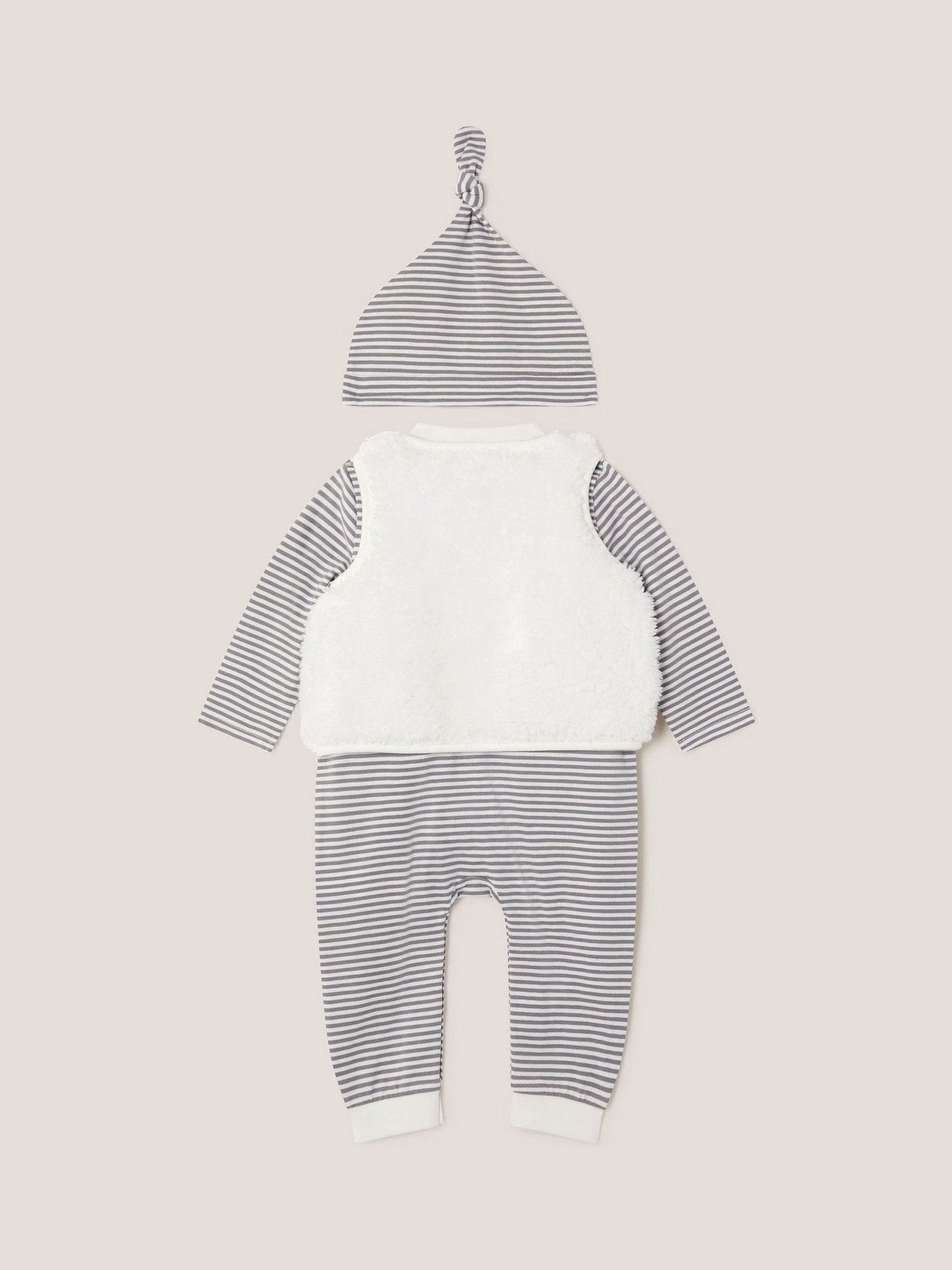Monsoon White Newborn Polar Bear Gilet & Sleepsuit Set image 2