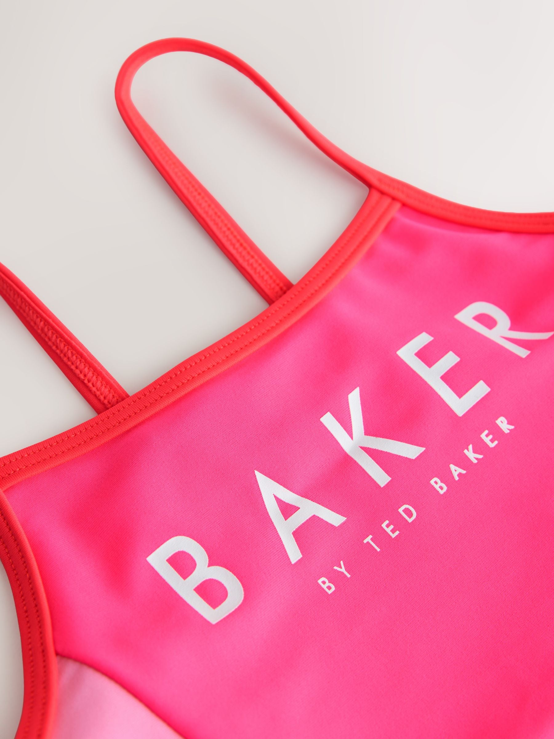 Baker by Ted Baker 3 Piece Pink Colour Block Rash Vest and Bikini Set image 6