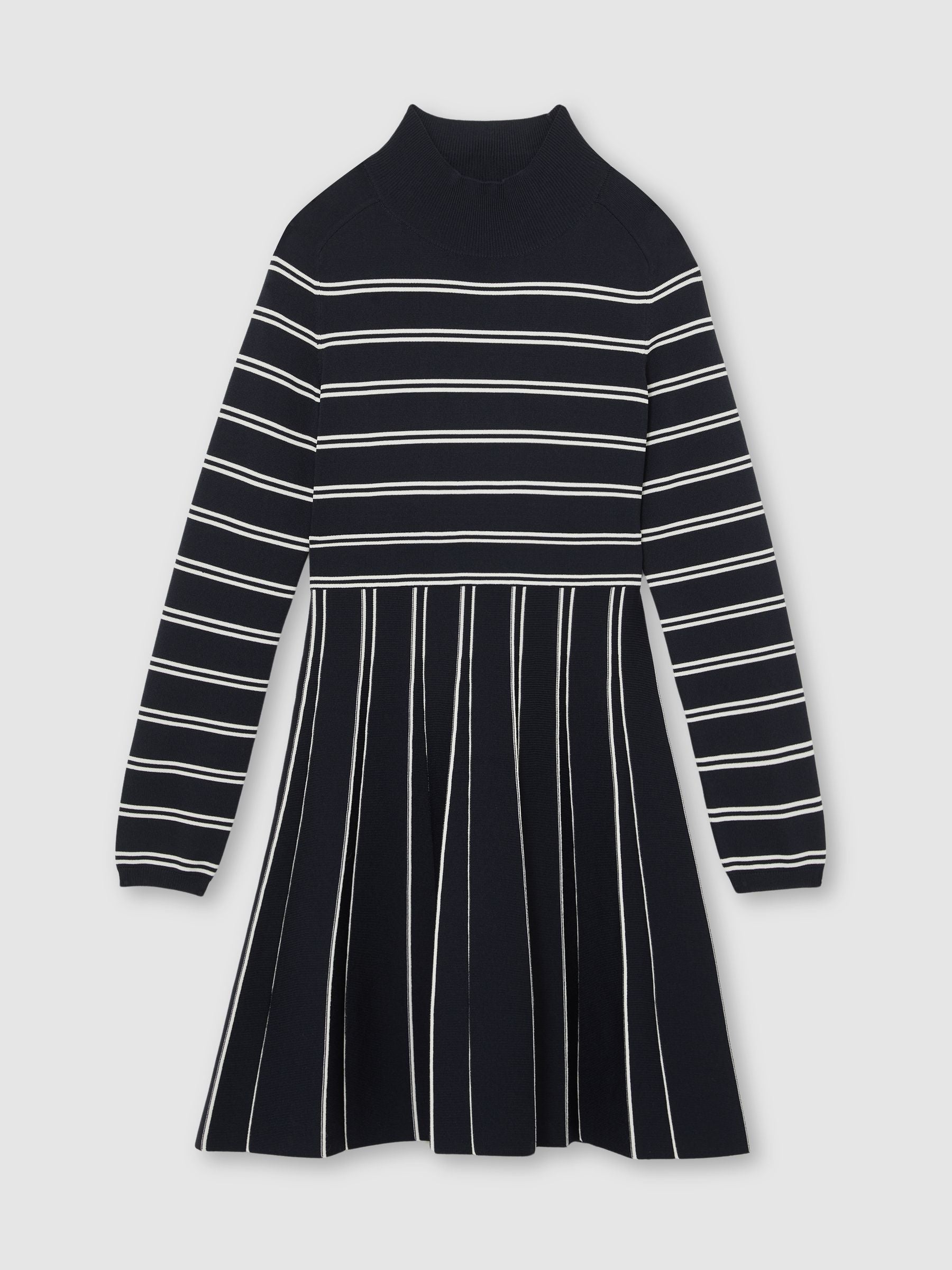 Reiss Navy/Ivory Daphne 13-14 yrs Stripe Knitted Skater Dress image 1