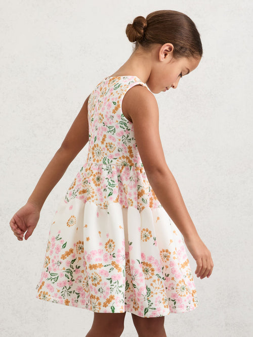 Reiss Pink Print Myra 9-13 yrs Floral-Print Sleeveless Scuba Dress image 1