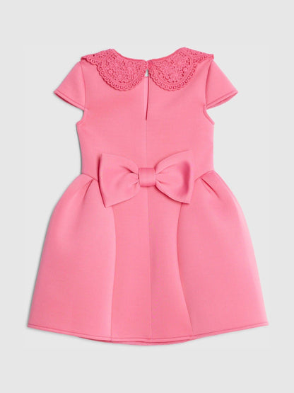 River Island Pink Younger Girls Collared Bow Back Dress image 2