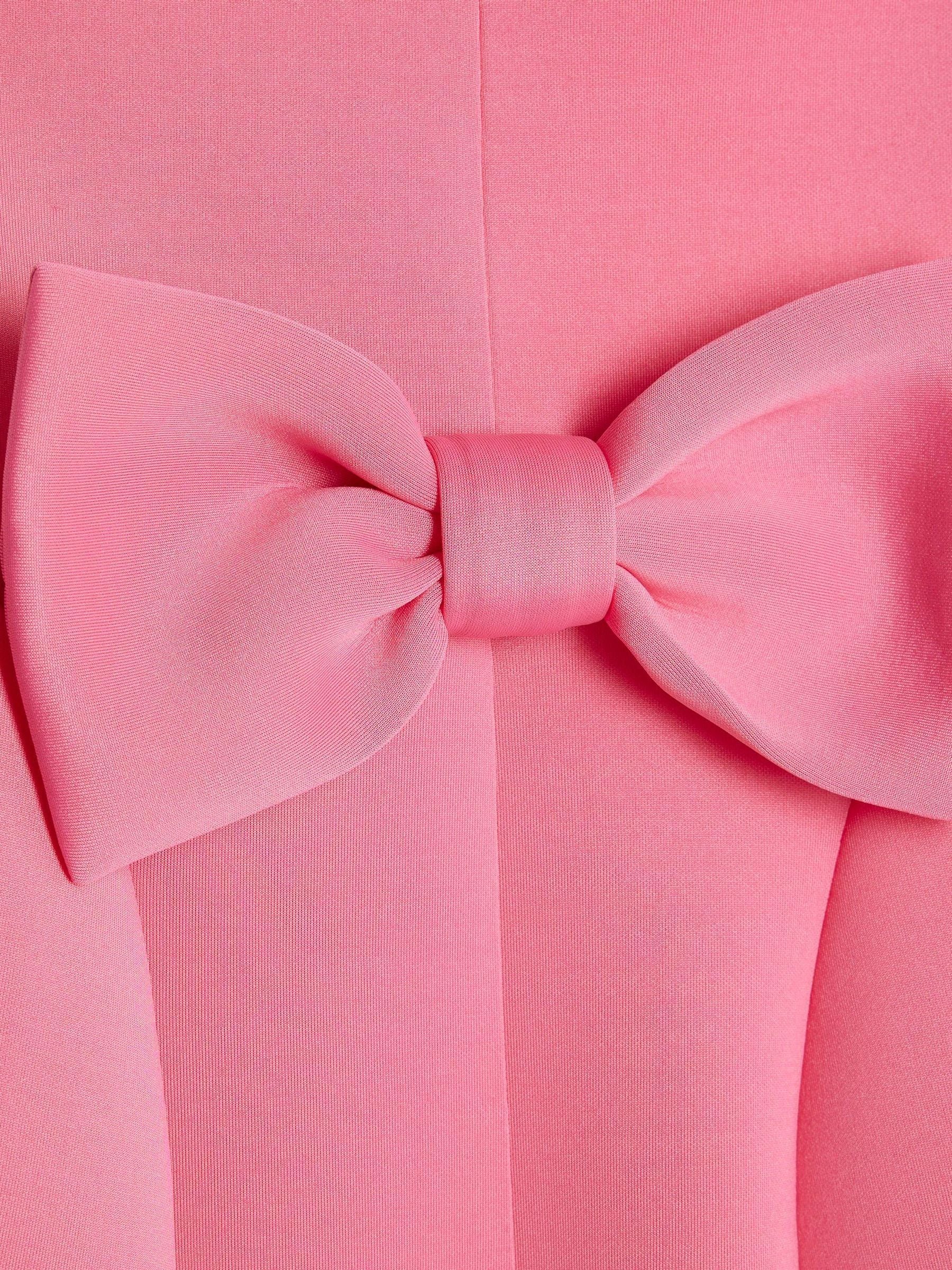 River Island Pink Younger Girls Collared Bow Back Dress image 4