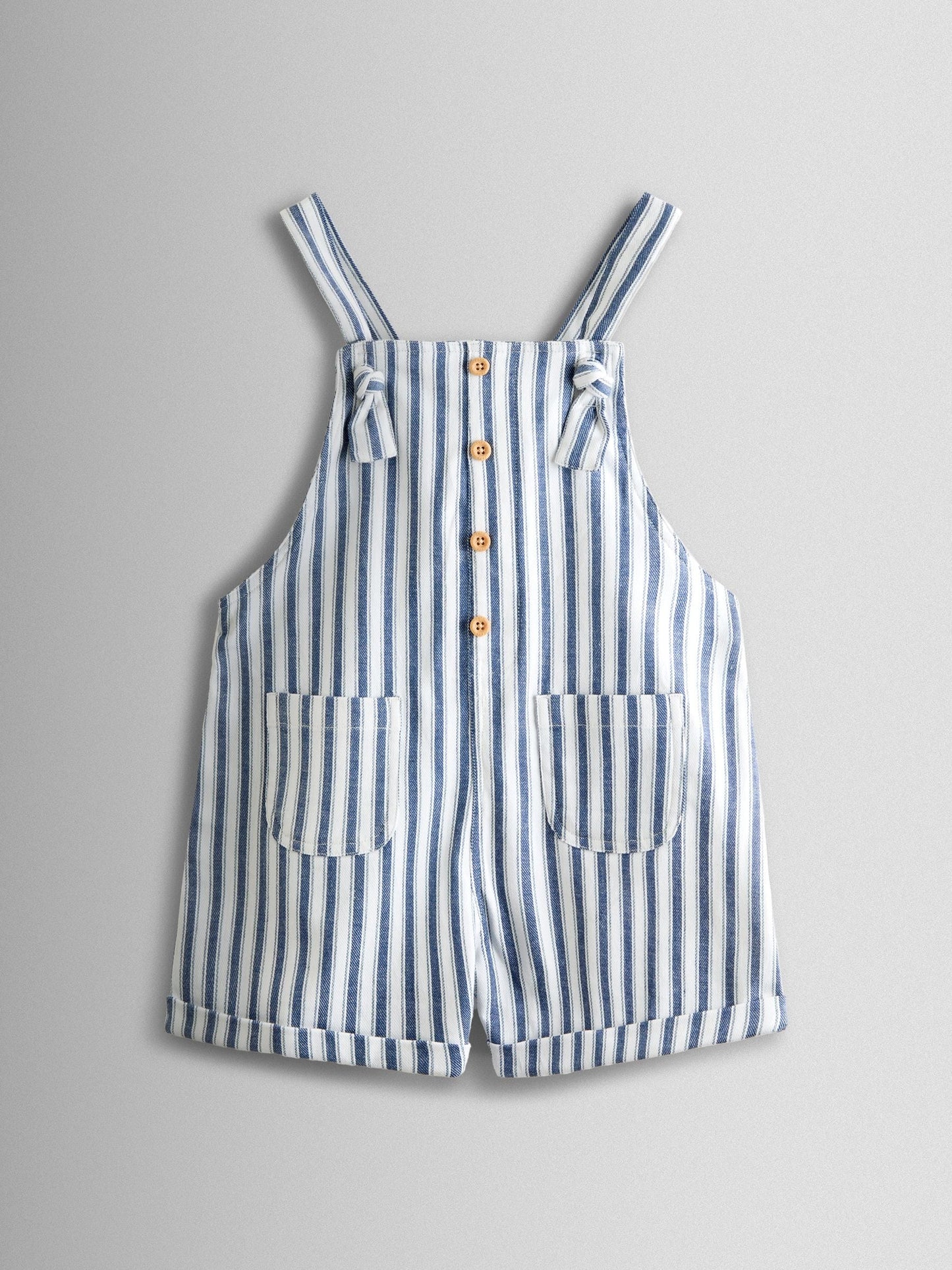 JoJo Maman Bébé Blue Ticking Stripe Short Dungaree image 1