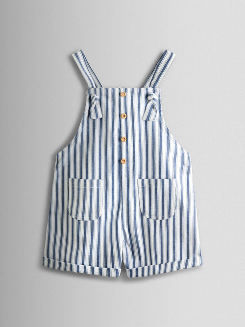 JoJo Maman Bébé Blue Ticking Stripe Short Dungaree image 1