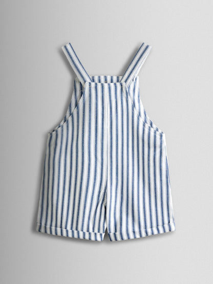 JoJo Maman Bébé Blue Ticking Stripe Short Dungaree image 2