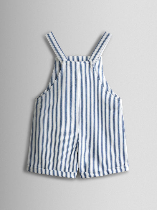 JoJo Maman Bébé Blue Ticking Stripe Short Dungaree image 2