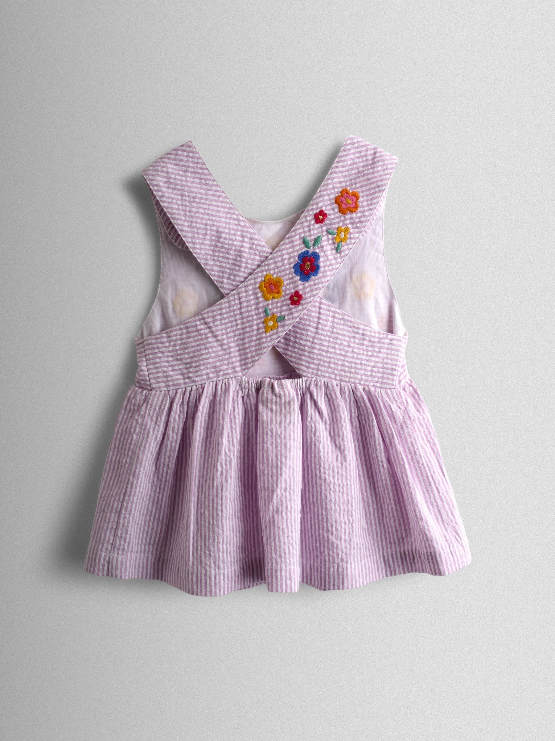 JoJo Maman Bébé Lilac Purple Butterfly Cross Back Embroidered Top & Short Set image 3