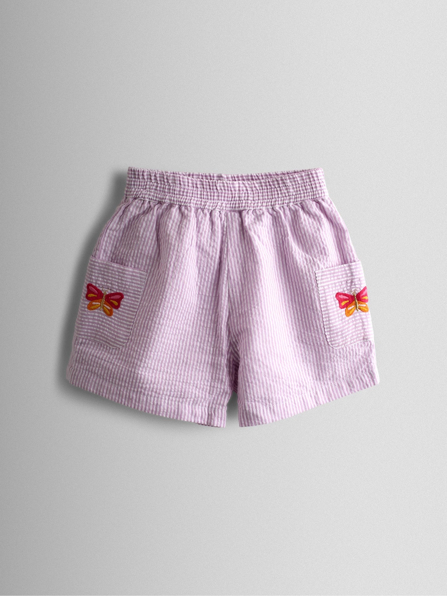 JoJo Maman Bébé Lilac Purple Butterfly Cross Back Embroidered Top & Short Set image 4