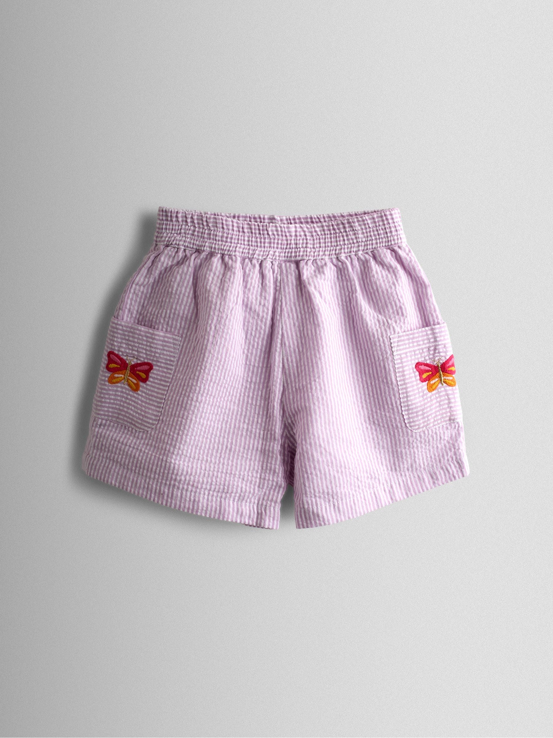 JoJo Maman Bébé Lilac Purple Butterfly Cross Back Embroidered Top & Short Set image 4