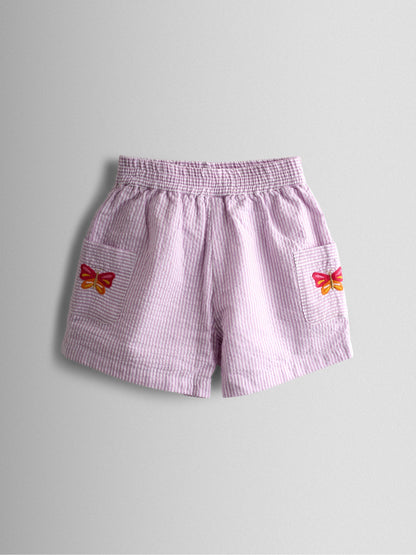 JoJo Maman Bébé Lilac Purple Butterfly Cross Back Embroidered Top & Short Set image 4