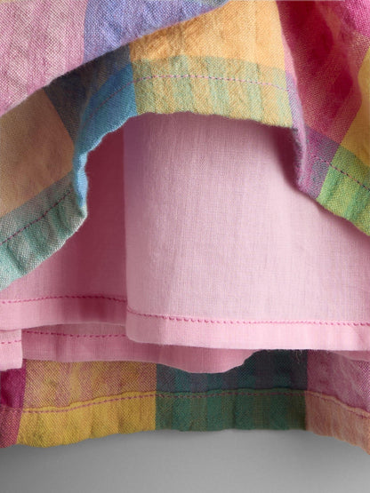 JoJo Maman Bébé Pink Multi Gingham V-Back Frill Dress image 4