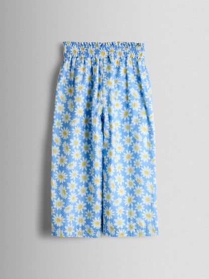 JoJo Maman Bébé Blue Daisy Square Neck Top & Trouser Set image 5