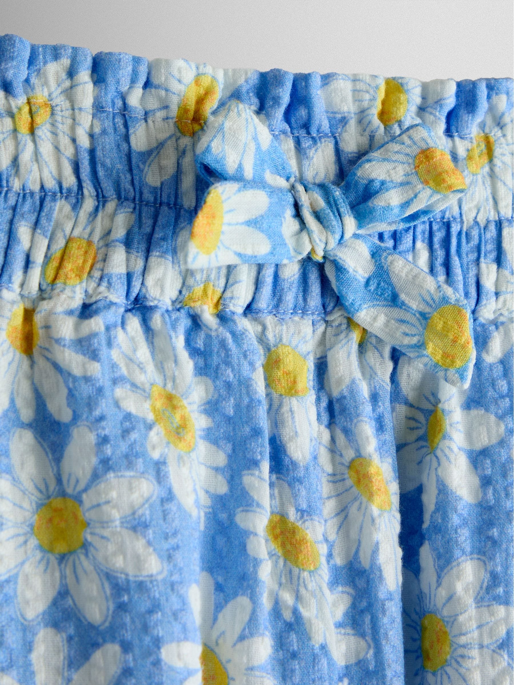 JoJo Maman Bébé Blue Daisy Square Neck Top & Trouser Set image 6