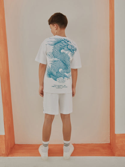 Dsiney Kidz - White Heavyweight Short Sleeve T-Shirt and Shorts Set (3-16yrs) image 1
