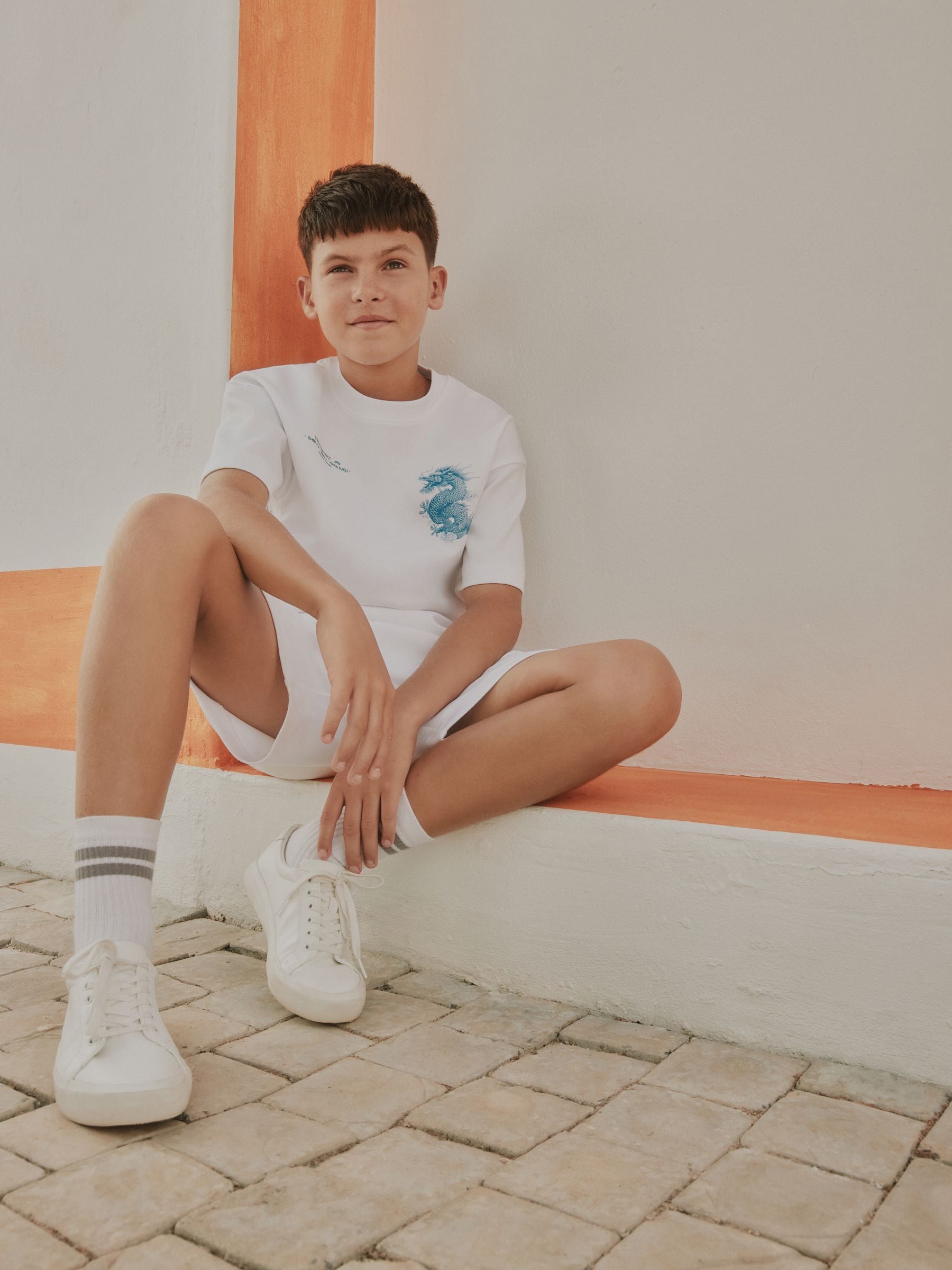 Dsiney Kidz - White Heavyweight Short Sleeve T-Shirt and Shorts Set (3-16yrs) image 4