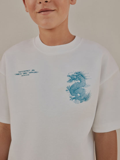Dsiney Kidz - White Heavyweight Short Sleeve T-Shirt and Shorts Set (3-16yrs) image 5
