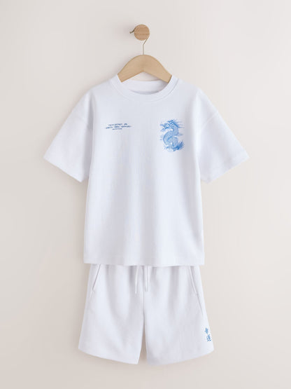 Dsiney Kidz - White Heavyweight Short Sleeve T-Shirt and Shorts Set (3-16yrs) image 7