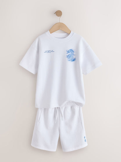 Dsiney Kidz - White Heavyweight Short Sleeve T-Shirt and Shorts Set (3-16yrs) image 8