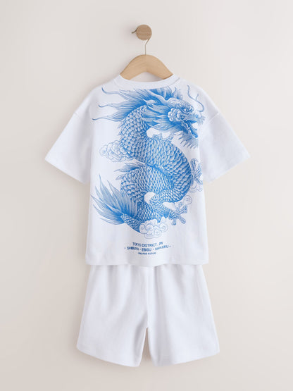 Dsiney Kidz - White Heavyweight Short Sleeve T-Shirt and Shorts Set (3-16yrs) image 9
