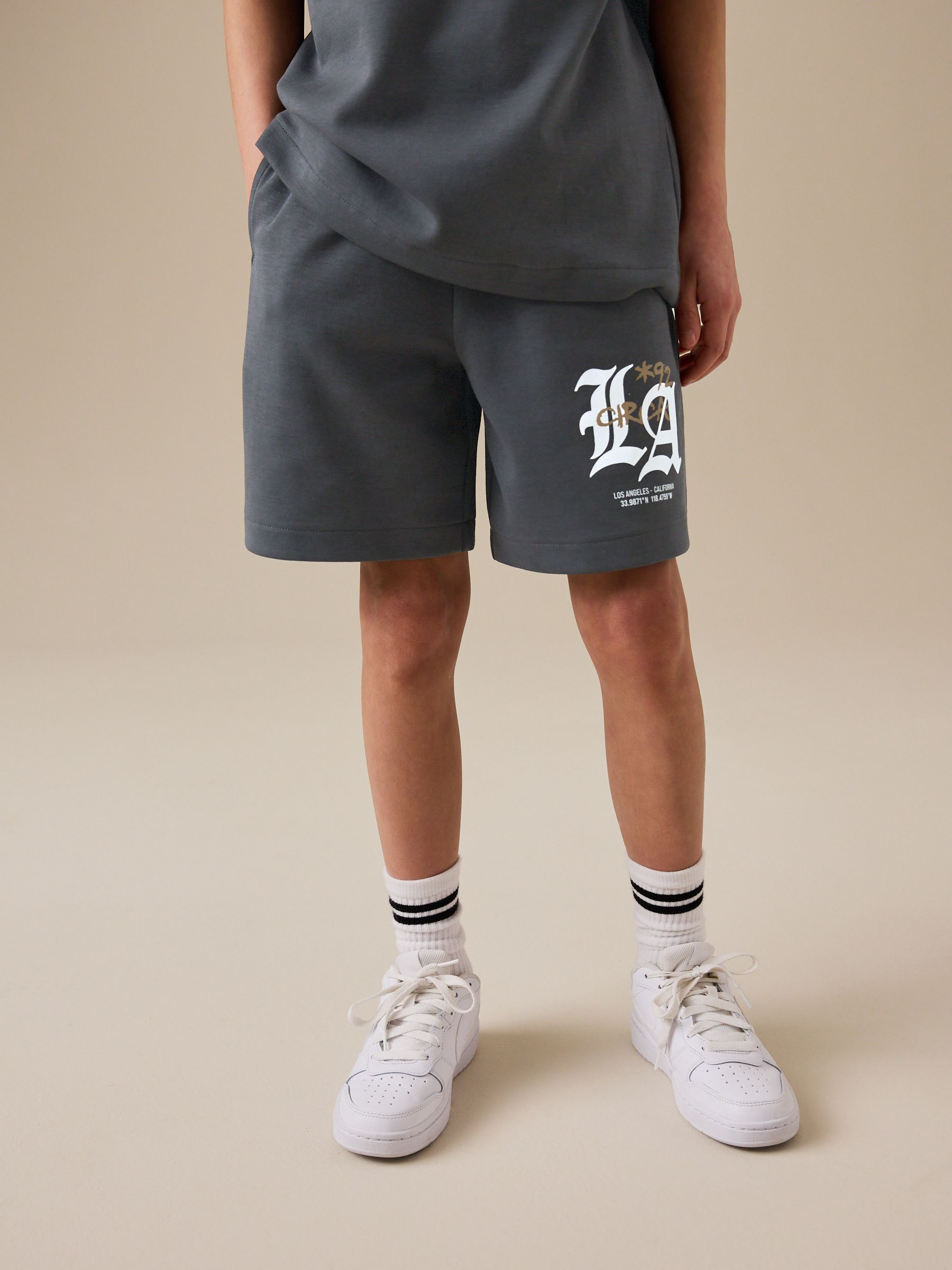 Charcoal Grey Heavyweight Short Sleeve T-Shirt and Shorts Set (3-16yrs) image 5
