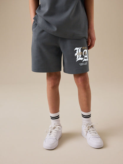 Charcoal Grey Heavyweight Short Sleeve T-Shirt and Shorts Set (3-16yrs) image 5