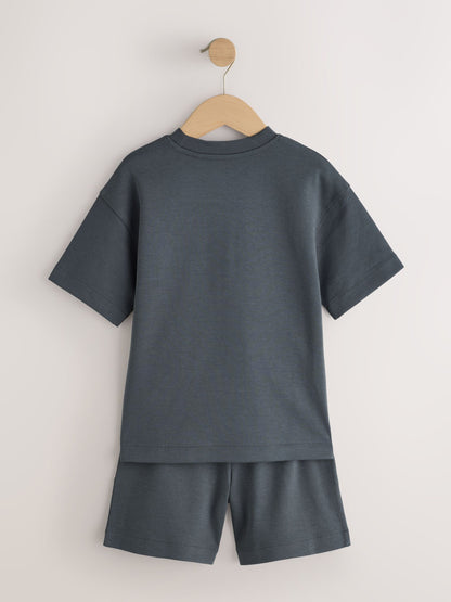 Charcoal Grey Heavyweight Short Sleeve T-Shirt and Shorts Set (3-16yrs) image 10