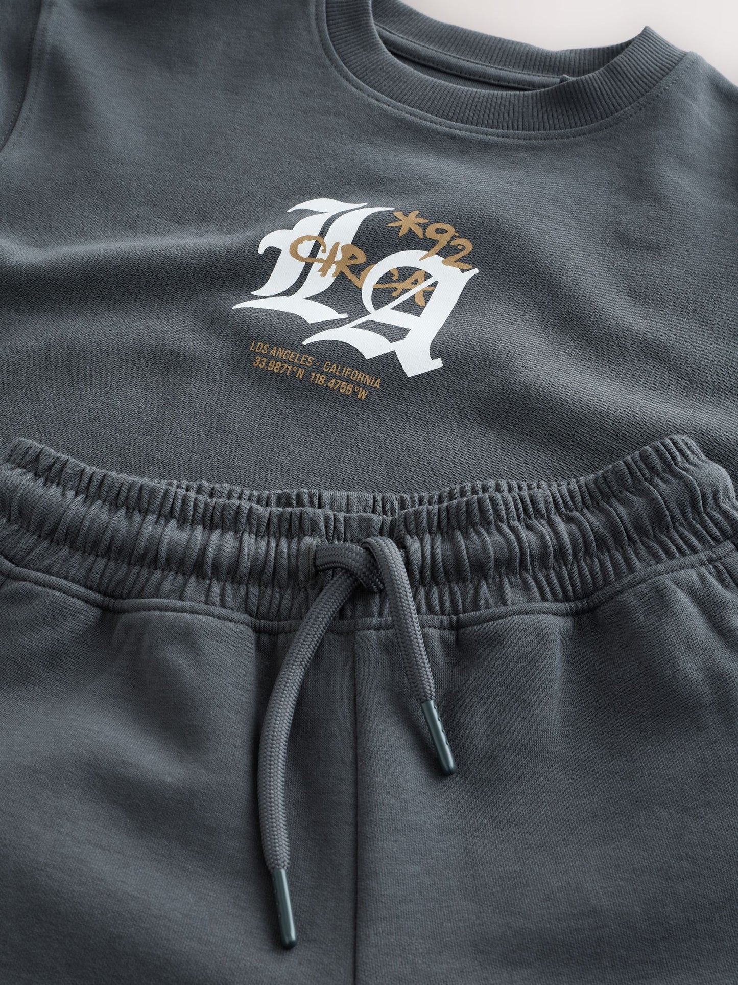 Charcoal Grey Heavyweight Short Sleeve T-Shirt and Shorts Set (3-16yrs) image 11