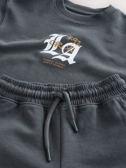 Charcoal Grey Heavyweight Short Sleeve T-Shirt and Shorts Set (3-16yrs) image 11