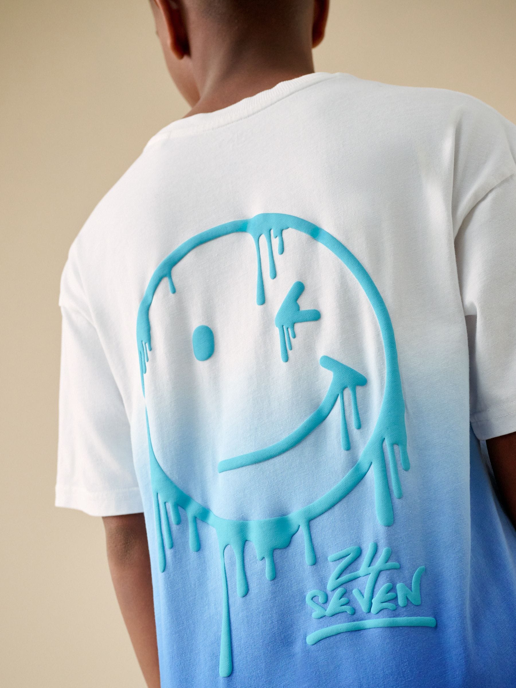 Dsiney Kidz - Blue/White Dip Dye Short Sleeve Graphic T-Shirt (3-16yrs) image 4