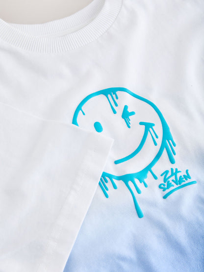 Dsiney Kidz - Blue/White Dip Dye Short Sleeve Graphic T-Shirt (3-16yrs) image 8