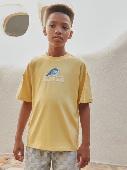 Dsiney Kidz - Yellow Waves Short Sleeve Graphic T-Shirt (3-16yrs) image 1