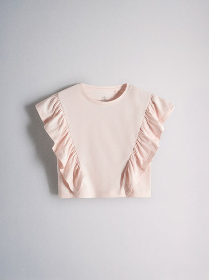 Dsiney Kidz - The Set 4 Pack Ruffle Jersey T-Shirts Pink/White/Brown/Grey Marl image 5