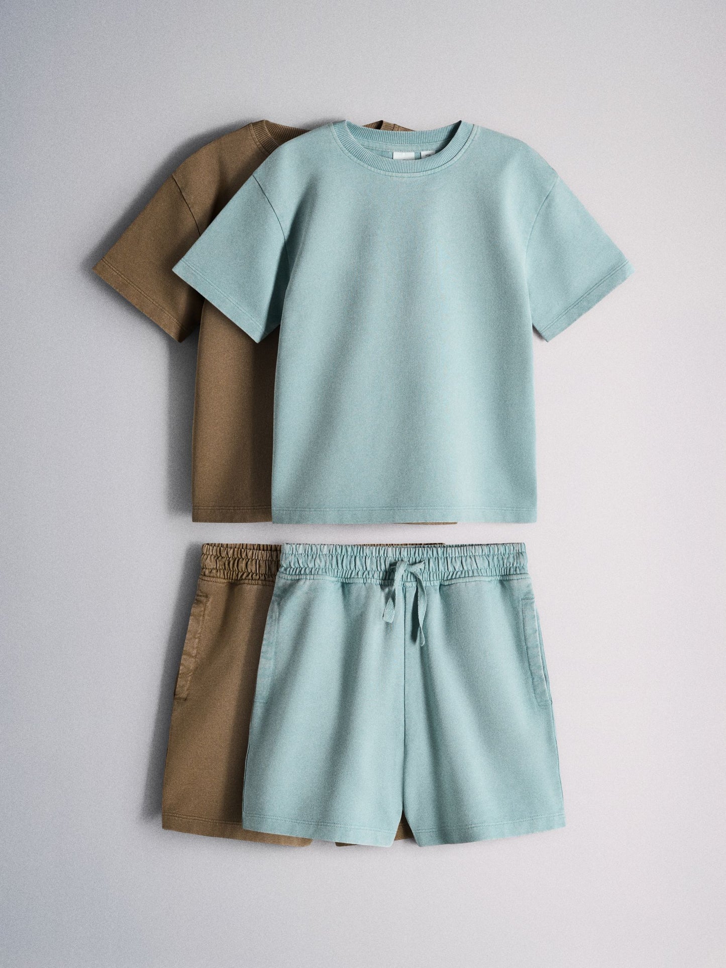 Dsiney Kidz - The Set 2 Pack Jersey Cotton Washed Oversized T-Shirt and Shorts Set Blue/Brown image 1
