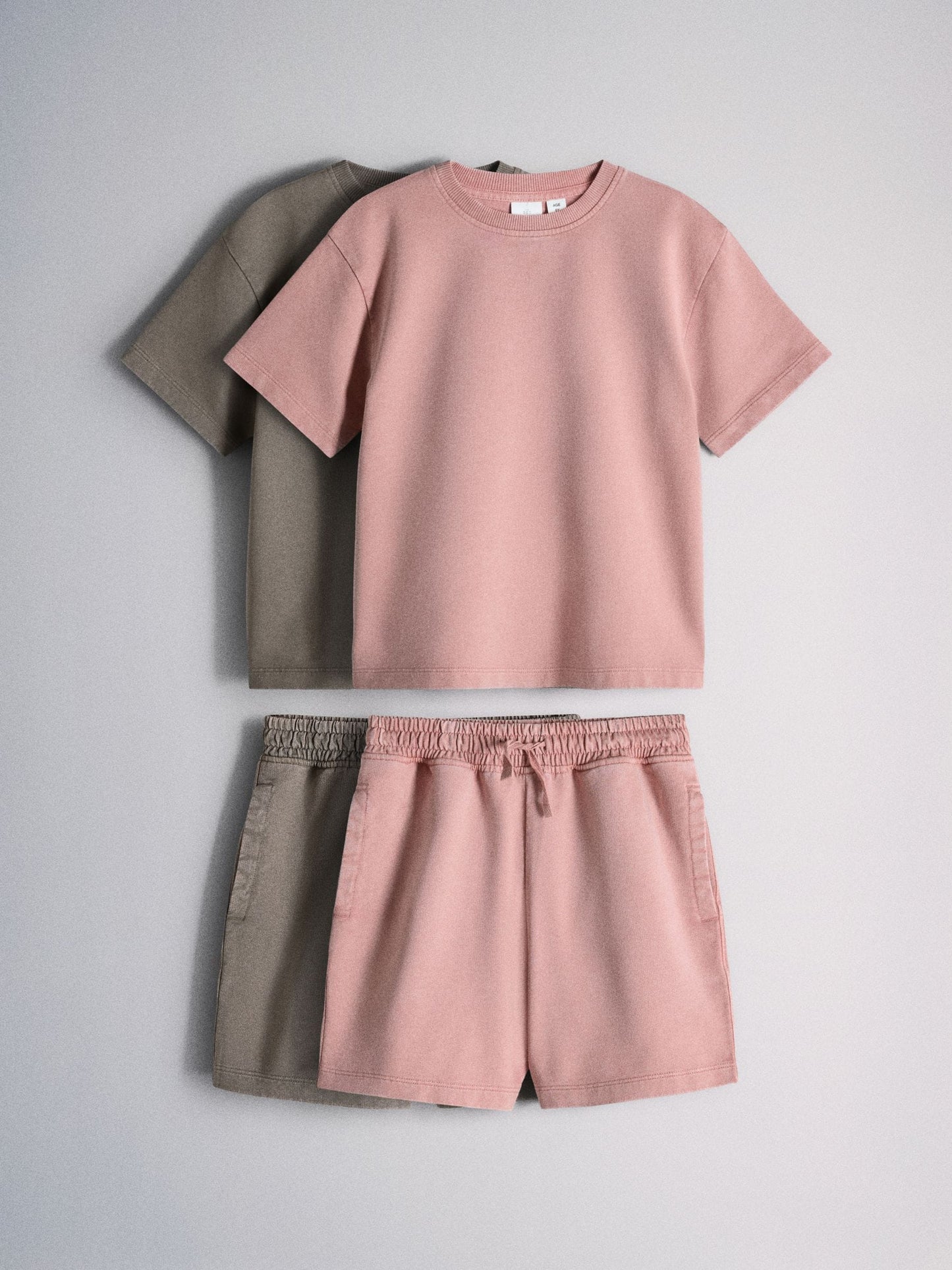 Dsiney Kidz - The Set 2 Pack Jersey Cotton Washed Oversized T-Shirt and Shorts Set Pink/Brown image 5