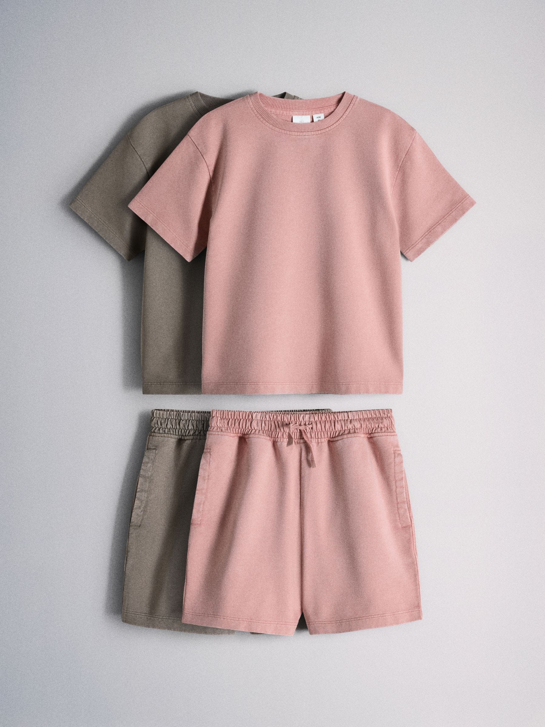 Dsiney Kidz - The Set 2 Pack Jersey Cotton Washed Oversized T-Shirt and Shorts Set Pink/Brown image 5