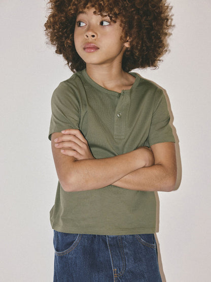 Dsiney Kidz - The Set 4 Pack Short Sleeve Cotton Henley T-Shirt Green/White image 2