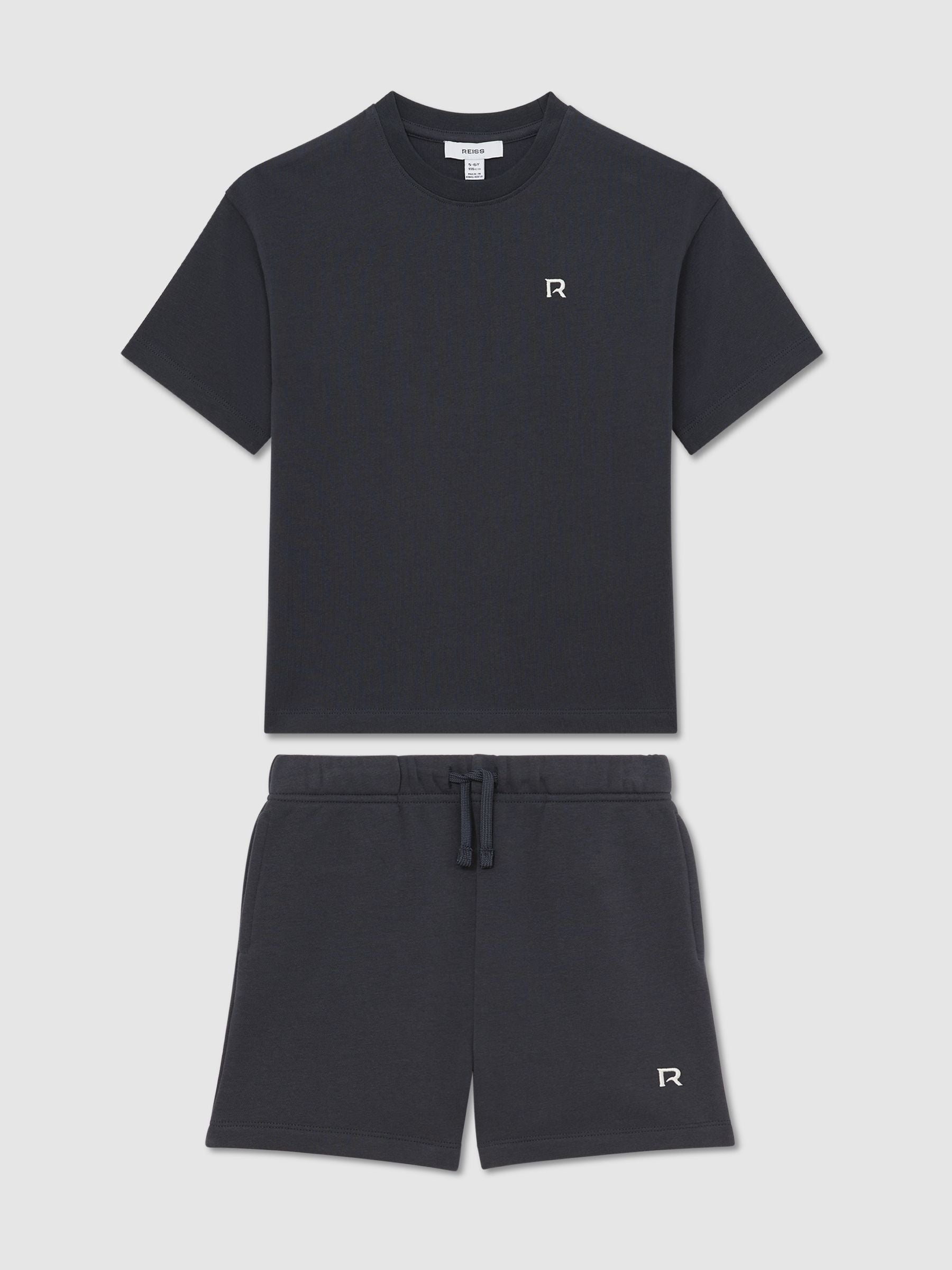 Reiss Navy Avern Set 3-9 yrs Logo T-Shirt and Shorts Set Cotton-Blend image 2