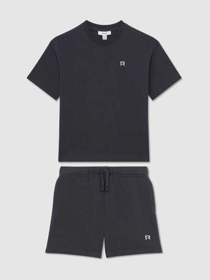 Reiss Navy Avern Set 3-9 yrs Logo T-Shirt and Shorts Set Cotton-Blend image 2
