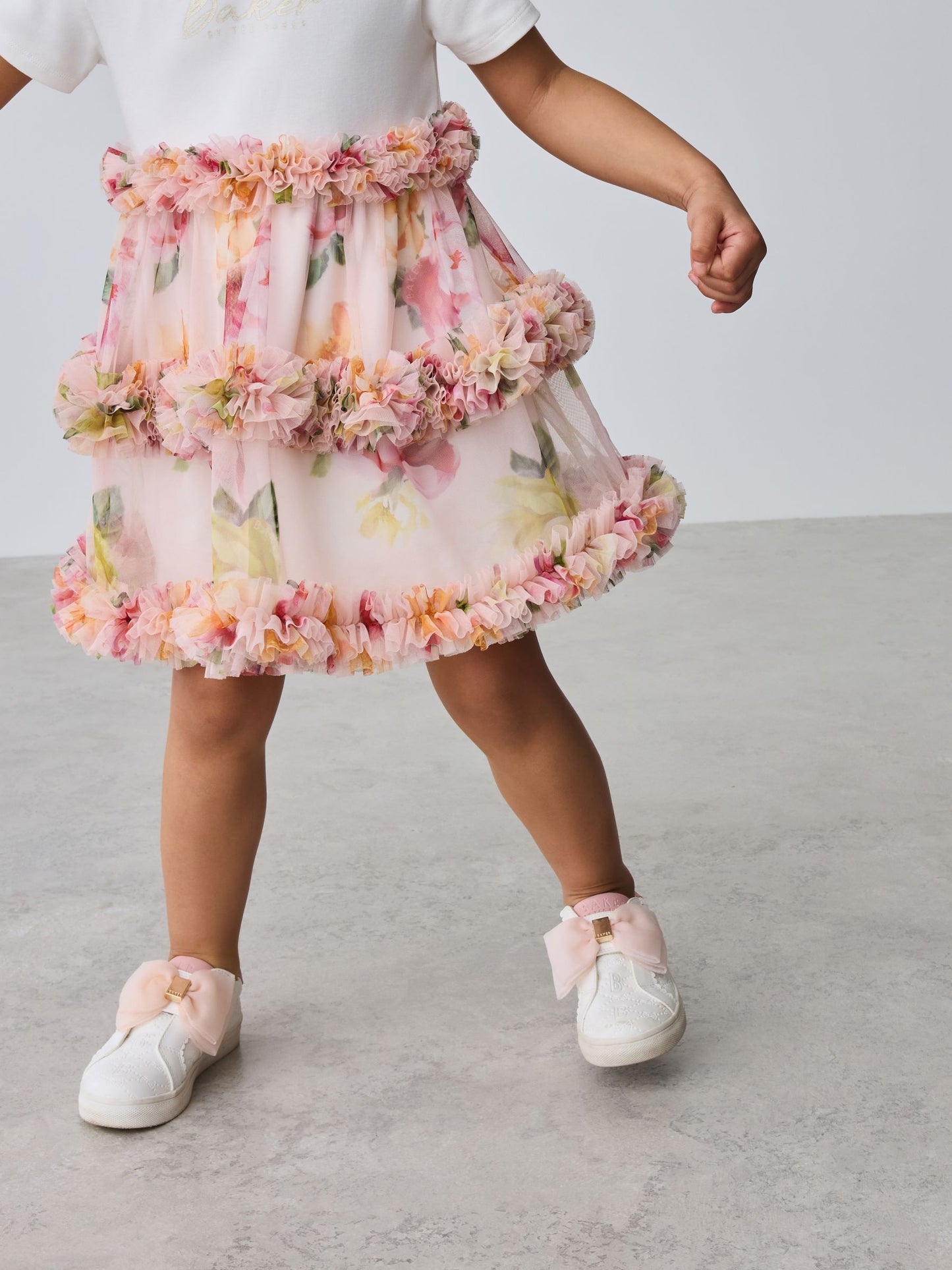 Baker by Ted Baker Floral Ruffle Mesh Mockable Blue Dress image 4