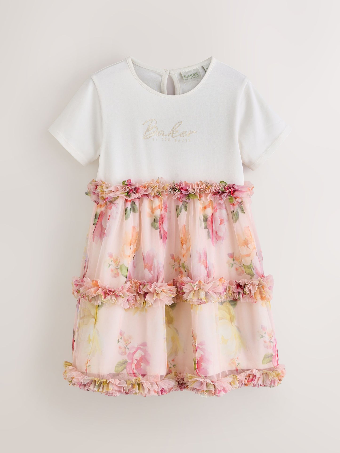 Baker by Ted Baker Floral Ruffle Mesh Mockable Blue Dress image 8