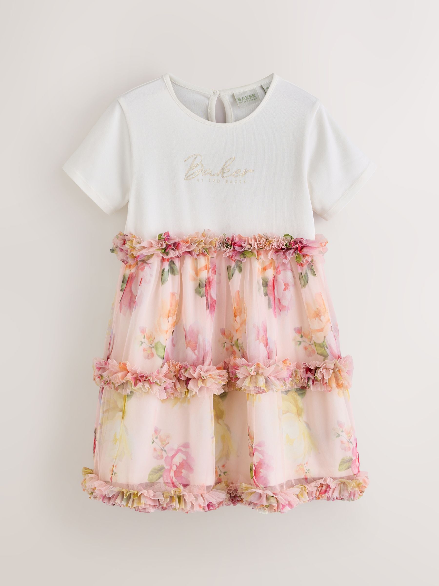 Baker by Ted Baker Floral Ruffle Mesh Mockable Blue Dress image 8