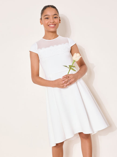 Dsiney Kidz - Lipsy White Lace Detail Occasion Scuba Dress (5-16yrs) image 1