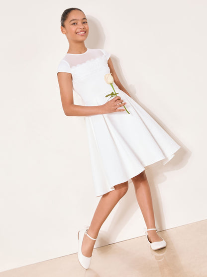 Lipsy White Lace Detail Occasion Scuba Dress (5-16yrs) image 2