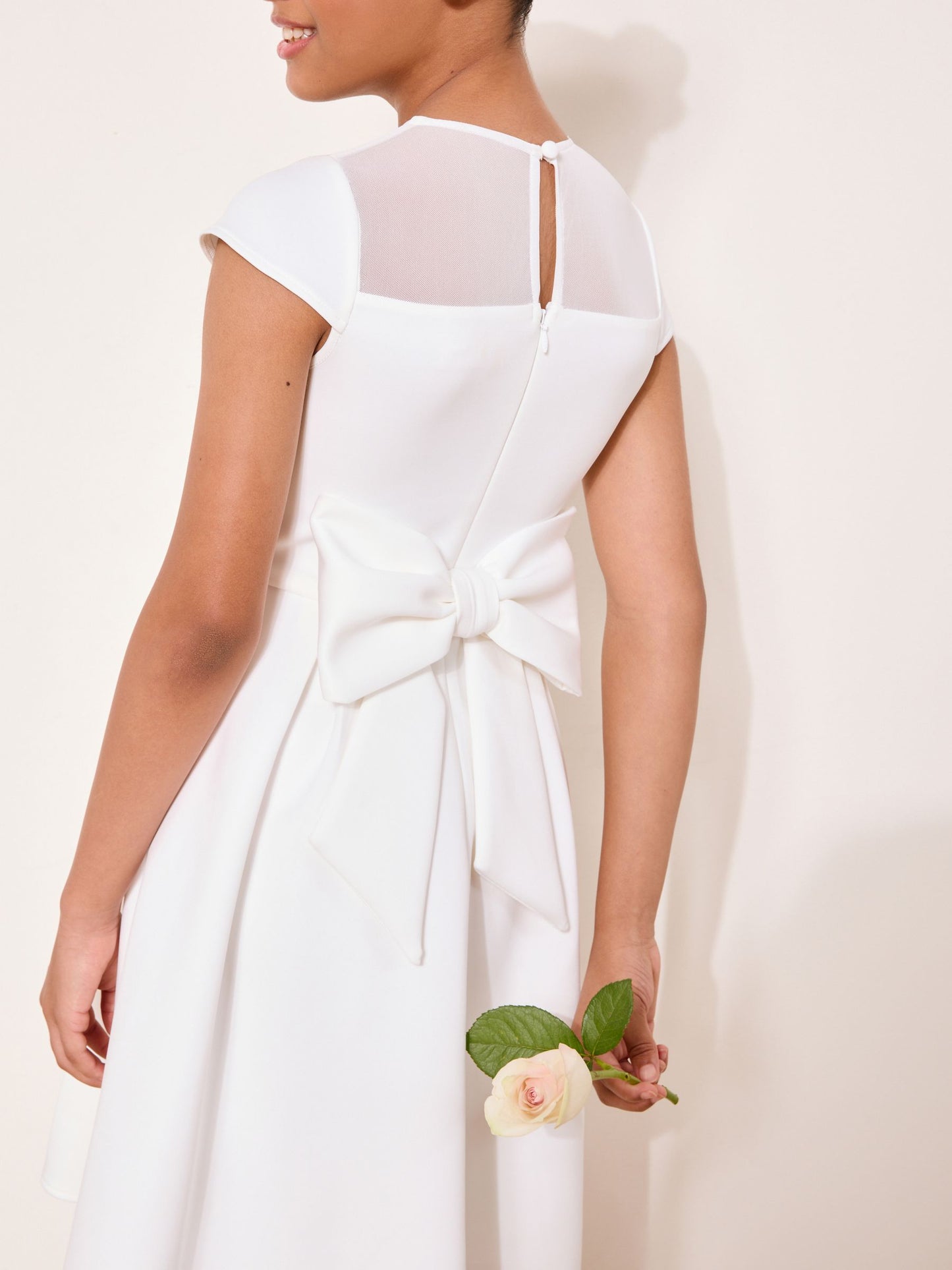 Lipsy White Lace Detail Occasion Scuba Dress (5-16yrs) image 5
