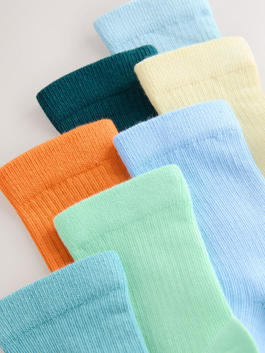 Pastel Bright Cotton Rich Fine Rib Socks 7 Pack image 3