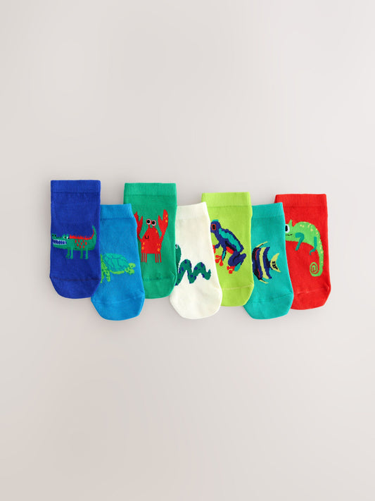 Bright Animals Cotton Rich Trainer Socks 7 Pack image 1