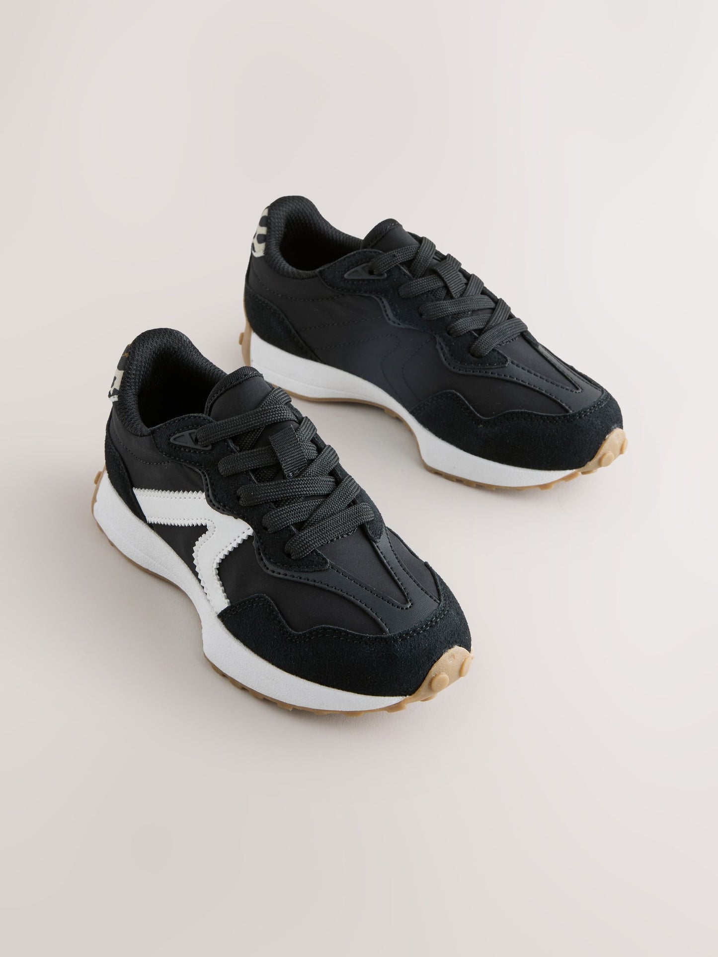 Black/White Lace-Up Lifestyle Trainers image 1